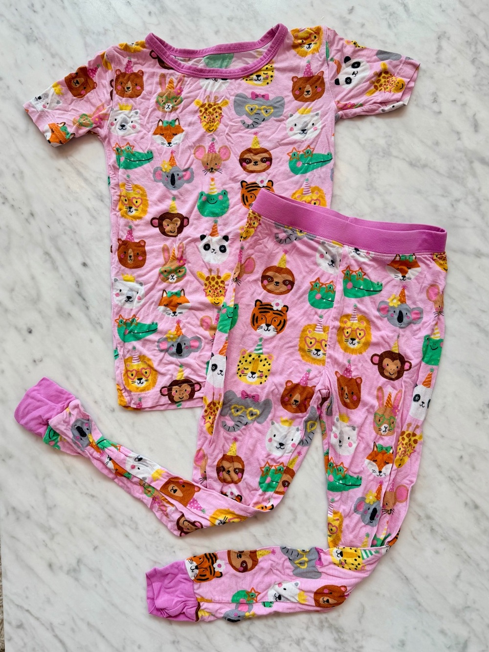Little Sleepies Pink Party Animal Print Pajama set in 5/6